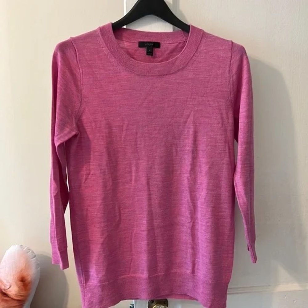JCREW Mauve crew neck sweater 3/4 sleeve